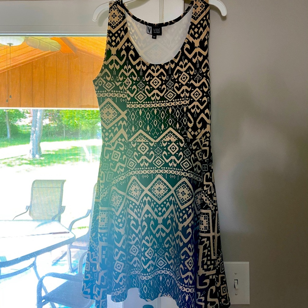 Black and Tan Aztec printed dress